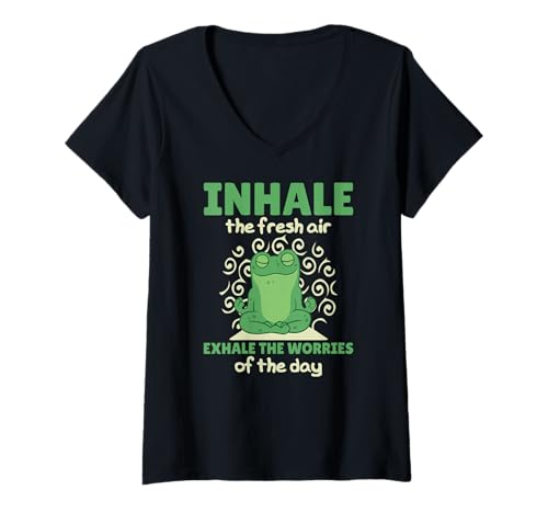Damen Positives Yoga Frosch Design Süßer Frosch Yoga T-Shirt mit V-Ausschnitt Damen Positives Yoga Frosch Design Süßer Frosch Yoga T-Shirt mit V-Ausschnitt von Yoga Sprüche - süße Yoga Tiere