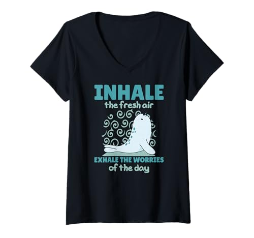 Damen Positives Yoga Robbe Design Süße Robbe Yoga T-Shirt mit V-Ausschnitt Damen Positives Yoga Robbe Design Süße Robbe Yoga T-Shirt mit V-Ausschnitt von Yoga Sprüche - süße Yoga Tiere