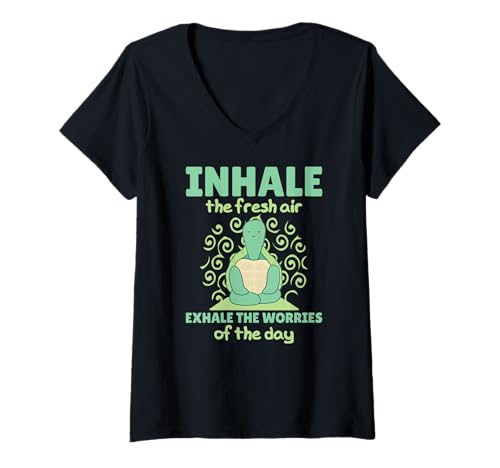 Damen Positives Yoga Schildkröte Design Süße Schildkröte Yoga T-Shirt mit V-Ausschnitt Damen Positives Yoga Schildkröte Design Süße Schildkröte Yoga T-Shirt mit V-Ausschnitt von Yoga Sprüche - süße Yoga Tiere