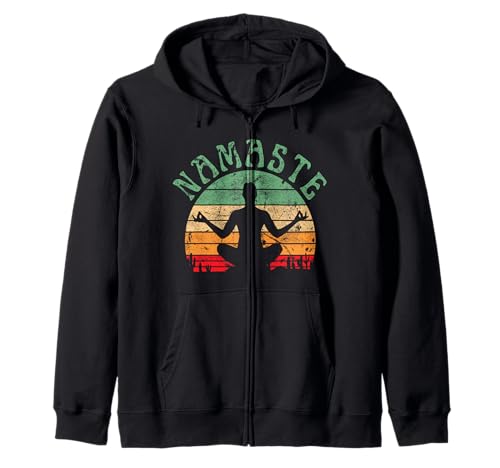 Namaste Yoga Pose Meditation Zen Peace Frauen Retro Sonnenuntergang Kapuzenjacke Namaste Yoga Pose Meditation Zen Peace Frauen Retro Sonnenuntergang Kapuzenjacke von Yoga Style