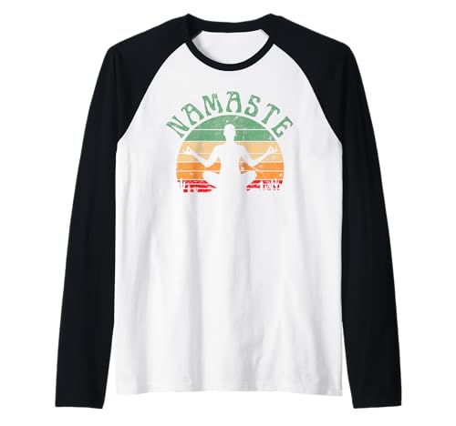 Namaste Yoga Pose Meditation Zen Peace Frauen Retro Sonnenuntergang Raglan Namaste Yoga Pose Meditation Zen Peace Frauen Retro Sonnenuntergang Raglan von Yoga Style