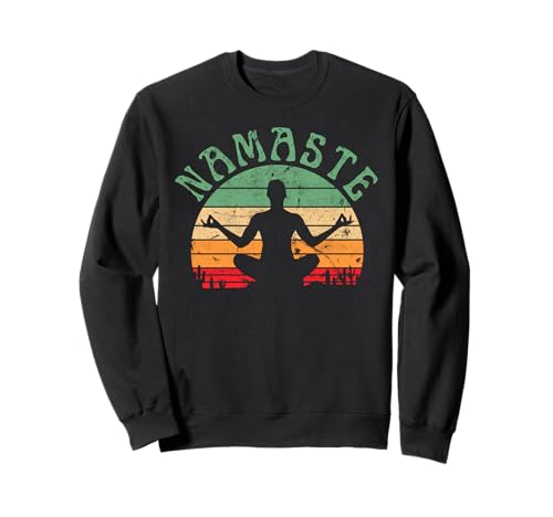 Namaste Yoga Pose Meditation Zen Peace Frauen Retro Sonnenuntergang Sweatshirt von Yoga Style