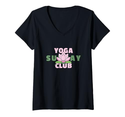 Damen Yoga Sunday Club - Yoga Lotus Zen Modus T-Shirt mit V-Ausschnitt Damen Yoga Sunday Club - Yoga Lotus Zen Modus T-Shirt mit V-Ausschnitt von Yoga Sunday Tees