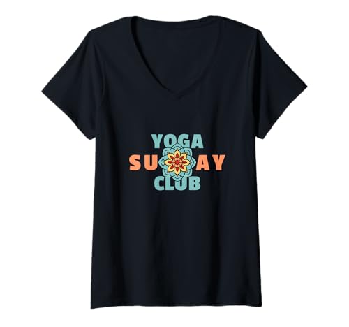 Damen Yoga Sunday Club - Yoga Lotus Zen Modus T-Shirt mit V-Ausschnitt Damen Yoga Sunday Club - Yoga Lotus Zen Modus T-Shirt mit V-Ausschnitt von Yoga Sunday Tees