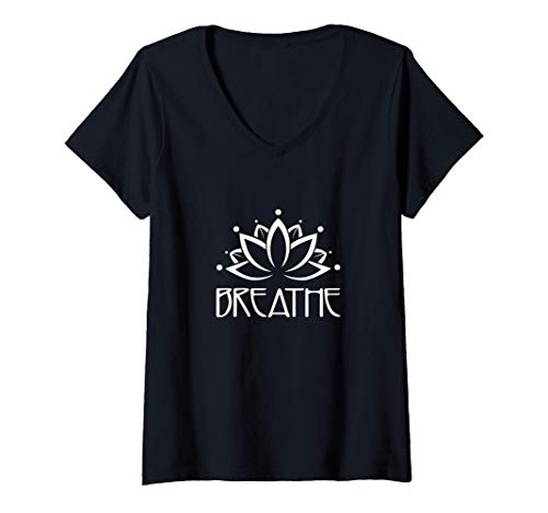 Damen Yoga Breathe mediation lotus flower T Shirt T-Shirt mit V-Ausschnitt Damen Yoga Breathe mediation lotus flower T Shirt T-Shirt mit V-Ausschnitt von Yoga Yogi master Tees