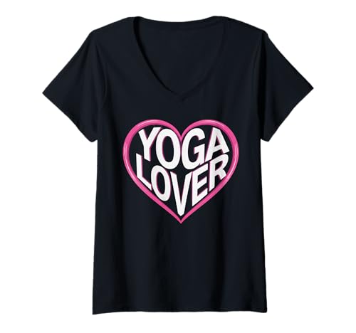 Damen Yoga-Liebhaber mit Herz T-Shirt mit V-Ausschnitt Damen Yoga-Liebhaber mit Herz T-Shirt mit V-Ausschnitt von Yoga lover with a heart