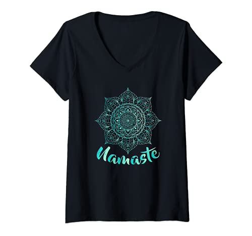 Damen Namaste – Lotusblume – Spiritueller Yoga Om T-Shirt mit V-Ausschnitt von Yoga & Buddha - Mantra