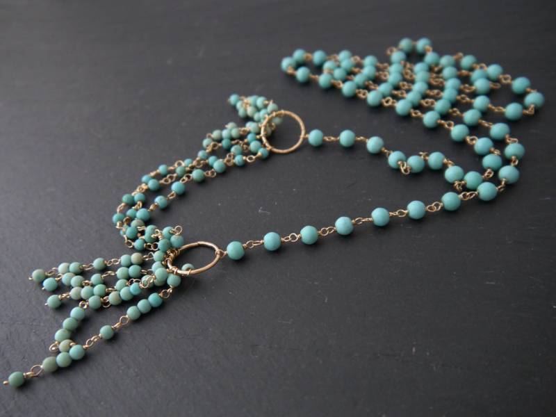 Türkis Magnesit Multi Strang Lange Und Layered Rosenkranz Kette Franse Quaste Halskette 14K Gold Gefüllt Türkis Magnesit Multi Strang Lange Und Layered Rosenkranz Kette Franse Quaste Halskette 14K Gold Gefüllt von YogaChickJewelry