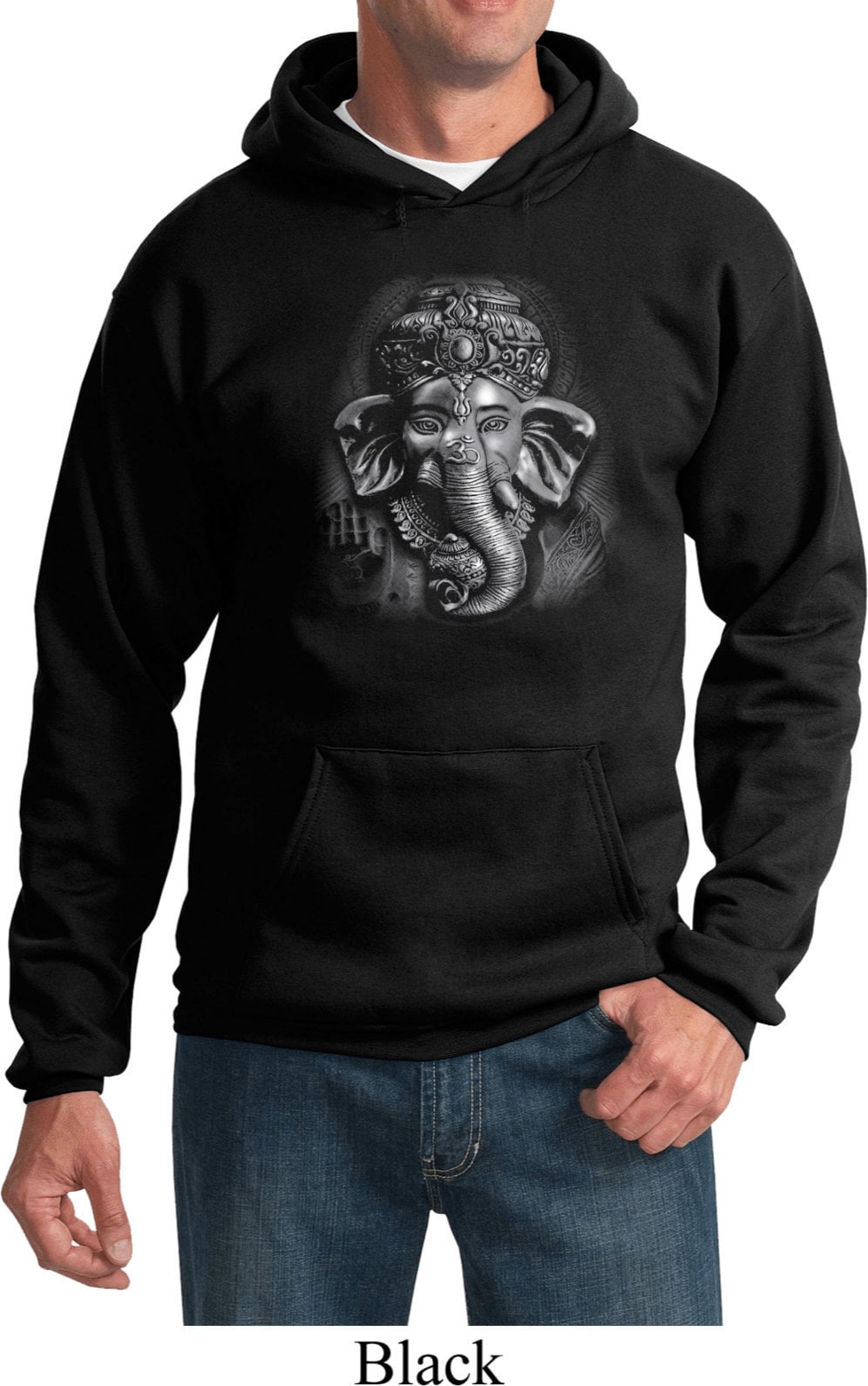 3D Ganesha Dark Yoga Hoodie - Pc90H-3Ddark von YogaClothingForYou