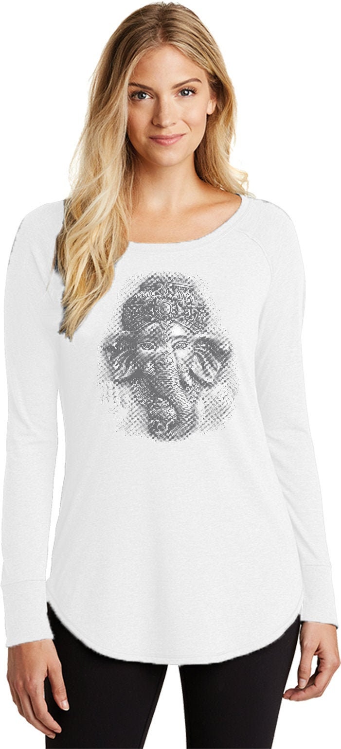 3D Ganesha Ladies Yoga Tri Blend Long Sleeve = 3Dganesha-Dt132L von YogaClothingForYou