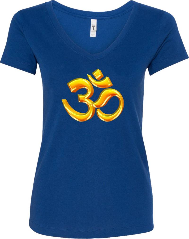 3D Om Damen Yoga V-Ausschnitt T-Shirt = 3Dom-N1540 von YogaClothingForYou