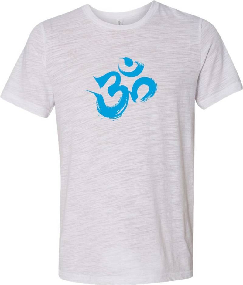 Aqua Brushstroke Aum Burnout Yoga T-Shirt = Aquabrush-3650 von YogaClothingForYou