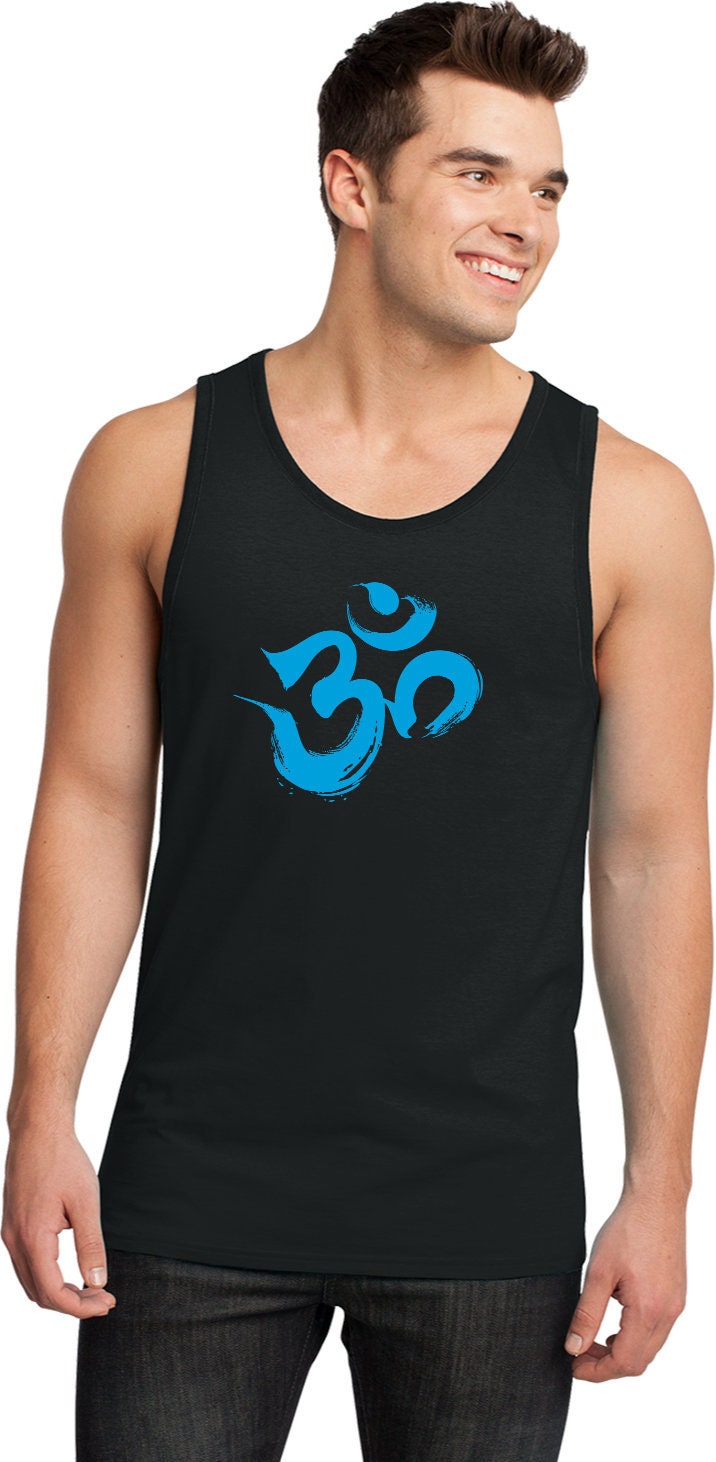 Aqua Brushstroke Aum Herren Yoga Baumwolle Ringer Tank Top = Aquabrush-Dt1500 Aqua Brushstroke Aum Herren Yoga Baumwolle Ringer Tank Top = Aquabrush-Dt1500 von YogaClothingForYou