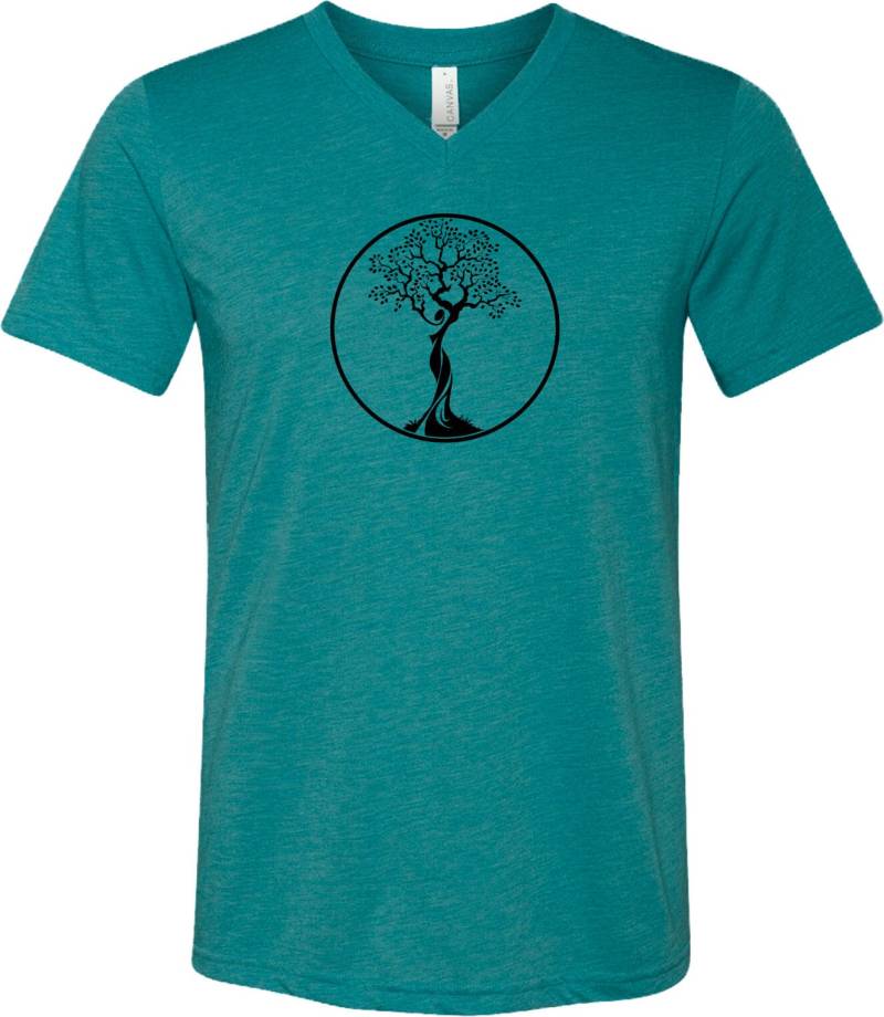 Baum Des Lebens Kreis Erwachsene Unisex Yoga Tri-Blend V-Neck T-Shirt Schwarz = Btreecir-C3415 von YogaClothingForYou