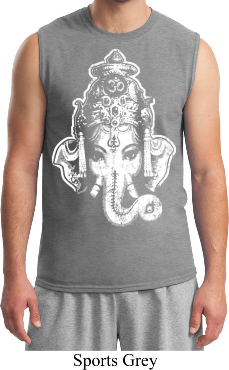 Big Ganesha Kopf Herren Yoga Ärmellose Muskel T-Shirt = 2700-Bighead von YogaClothingForYou