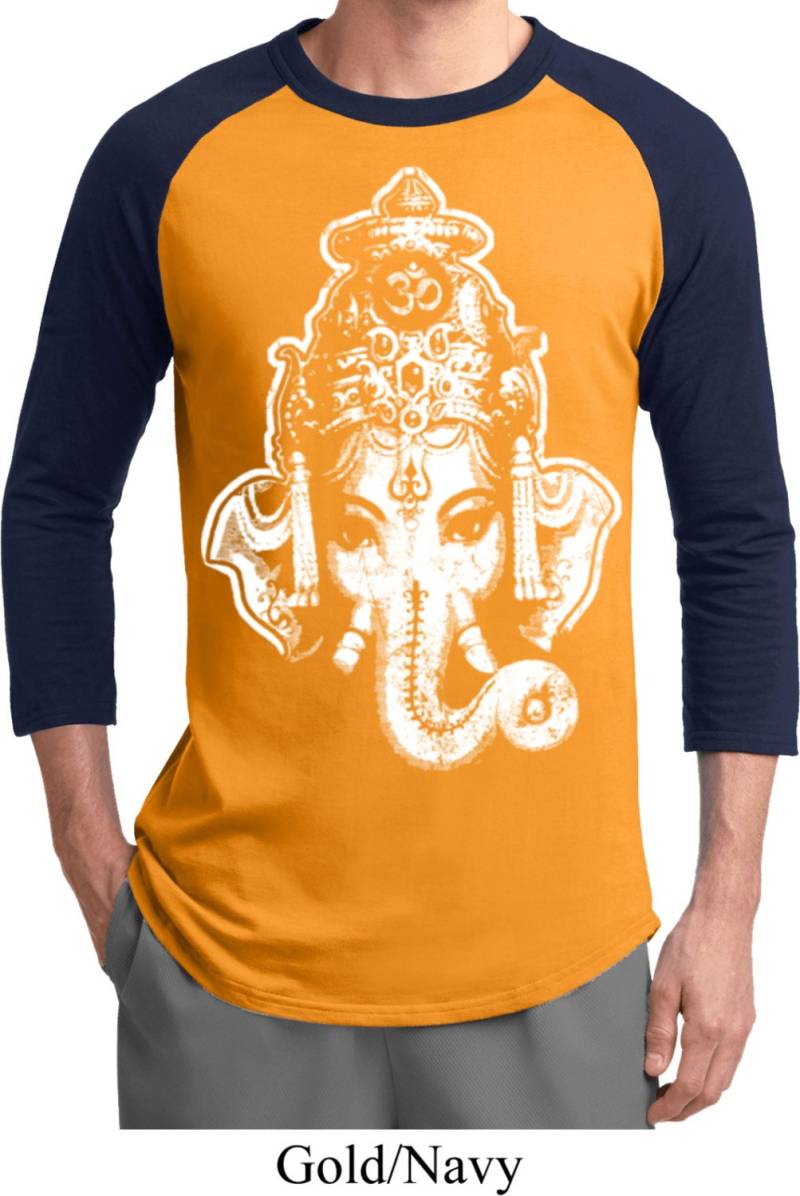 Big Ganesha Kopf Yoga Raglan T-Shirt = T200-Bighead von YogaClothingForYou