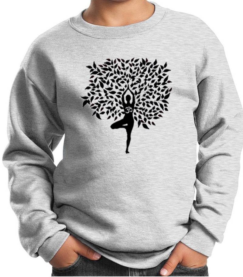 Black Tree Pose Kid Es Yoga Sweatshirt = Pc90Y-Btreepose von YogaClothingForYou