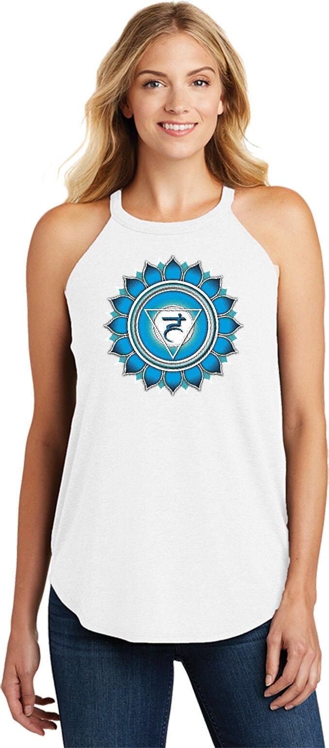 Blau Vishuddha Damen Yoga Tri Blend Rocker Tanktop = Vishuddha-Dt137L von YogaClothingForYou