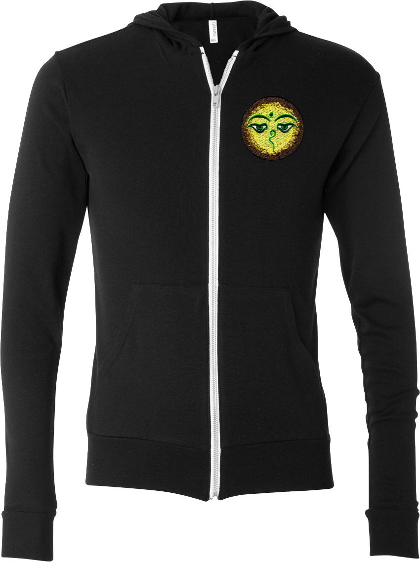 Buddha-Augen Patch Pocket Print Erwachsene Unisex Yoga Triblend Full-Zip Leichter Hoodie - Buddhaeyes-Pp-3939 von YogaClothingForYou