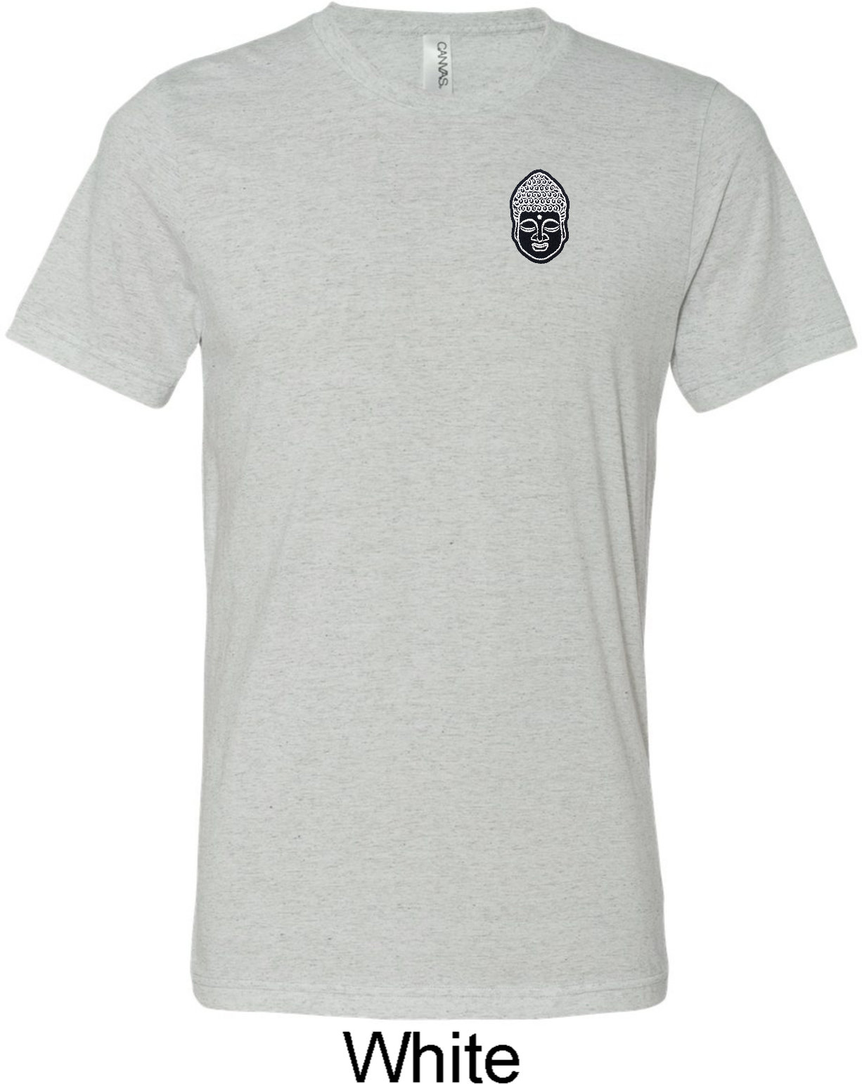 Buddha Kopf Aufgesetzte Tasche Drucken Adult Unisex Yoga Triblend Rundhals T-Shirt = Buddhapatch-Pp-C3413 von YogaClothingForYou