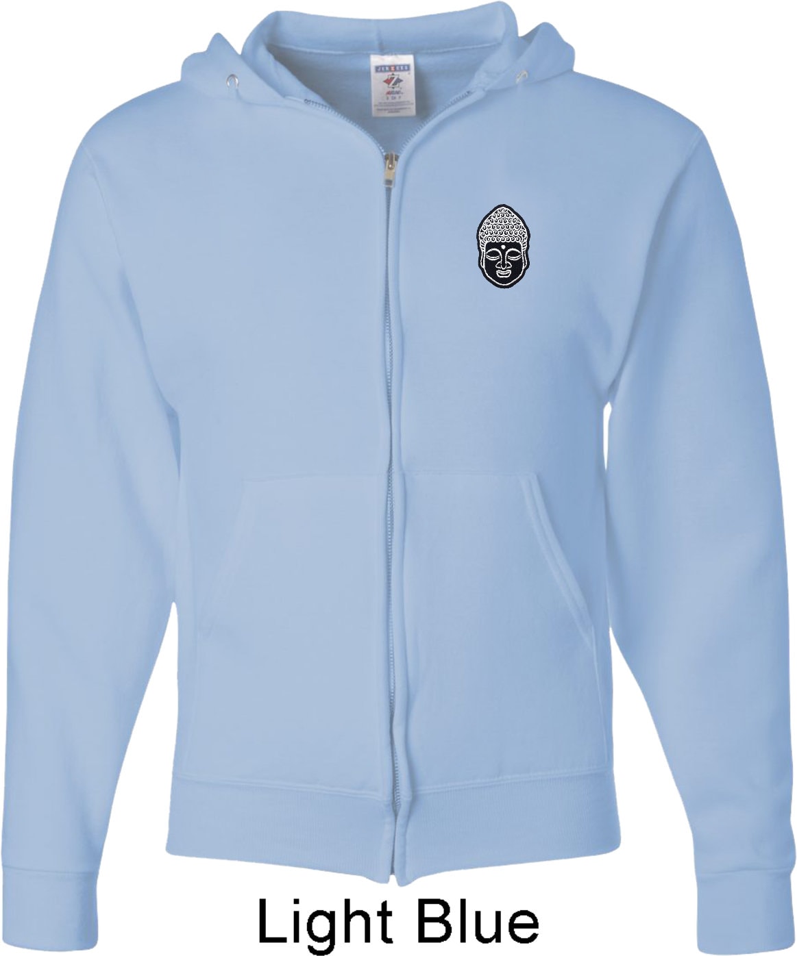 Buddha Kopf Aufgesetzte Tasche Drucken Adult Unisex Yoga Voller Zip Hoody - Buddhapatch-Pp-993 von YogaClothingForYou