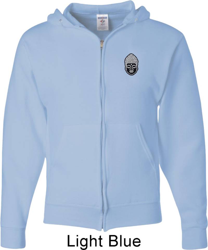 Buddha Kopf Aufgesetzte Tasche Drucken Adult Unisex Yoga Voller Zip Hoody - Buddhapatch-Pp-993 von YogaClothingForYou
