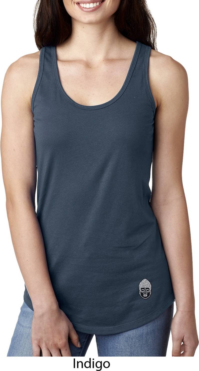 Buddha Kopf Patch Bottom Print Damen Yoga Ideal Tanktop = Buddhapatch-Bo-N1533 von YogaClothingForYou