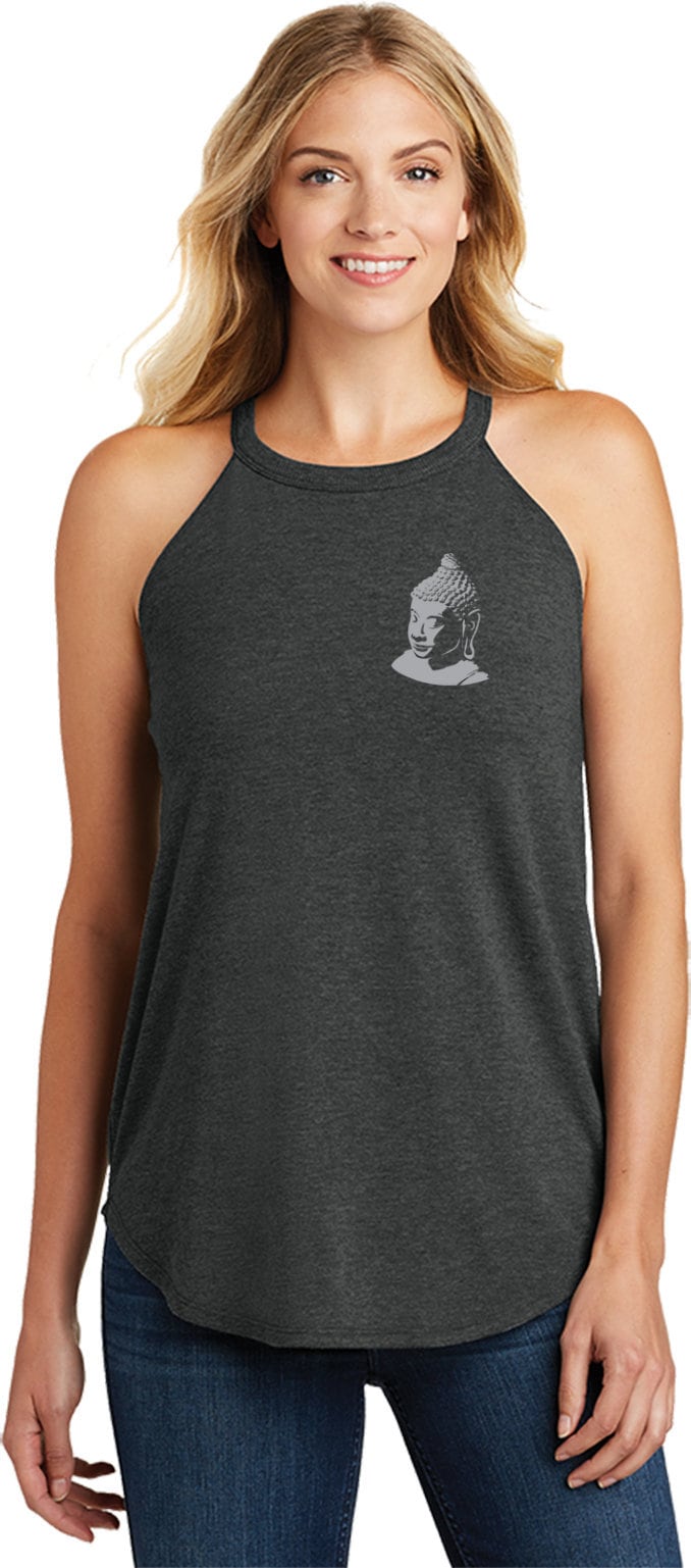 Buddha Tasche Print Damen Yoga Tri-Blend Rocker Tanktop = Buddha-Pp-Dt137L von YogaClothingForYou