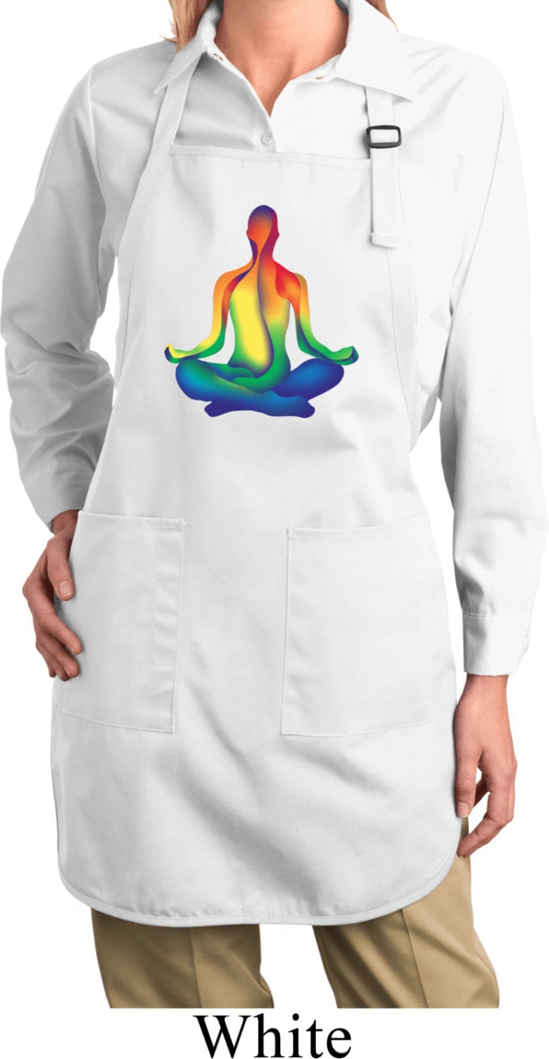 Chakra Lotus Pose Yoga Ganzer Länge Schürze Mit Taschen = A500-Chakrapose von YogaClothingForYou