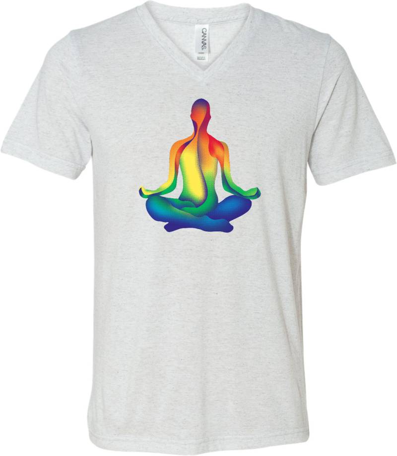 Chakra Lotus Pose Yoga Triblend V-Ausschnitt T-Shirt = Chakralotus-C3415 von YogaClothingForYou
