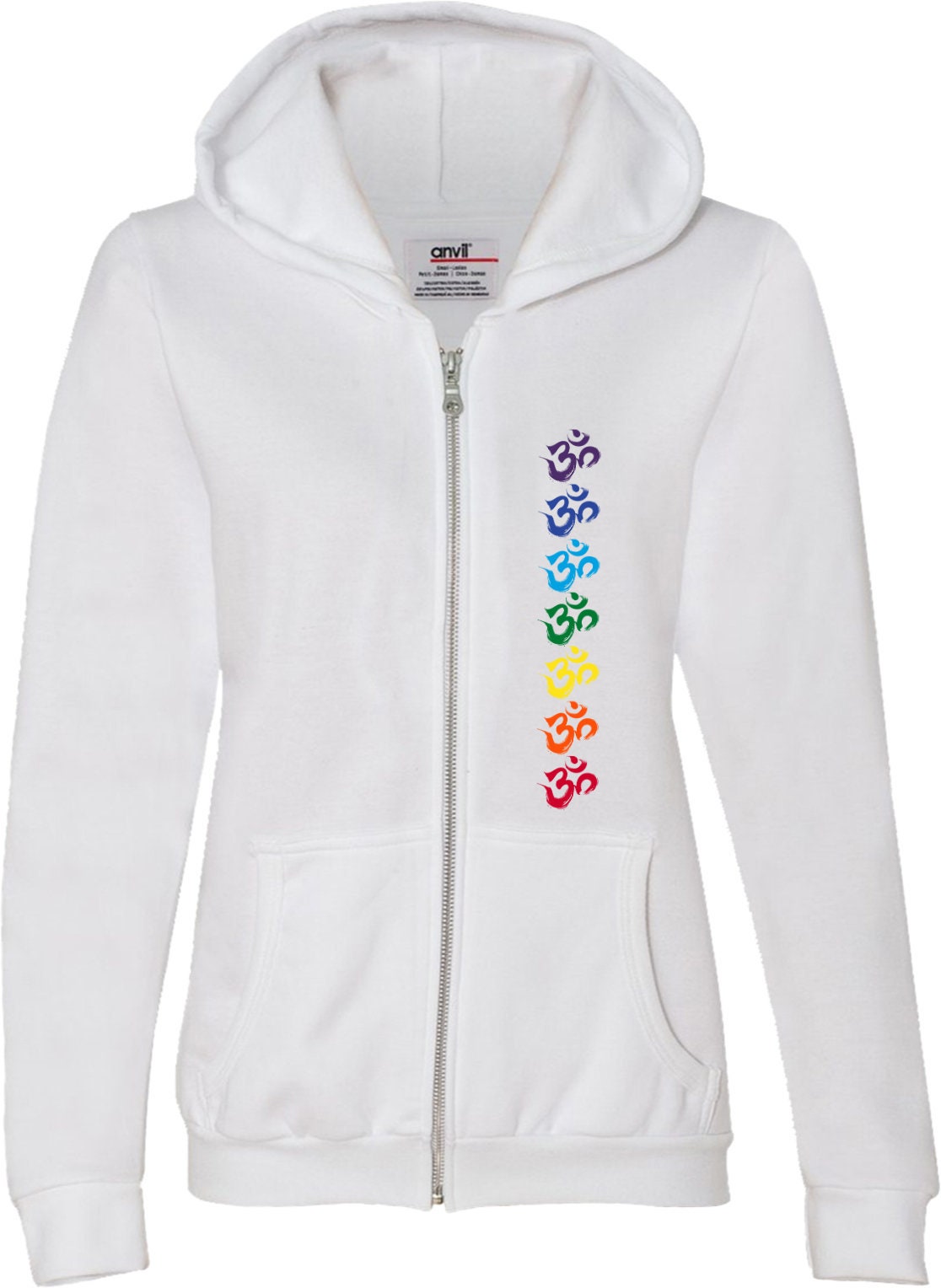 Chakra Oms Damen Full Zip Hoody = Chakraoms-71600Fl von YogaClothingForYou