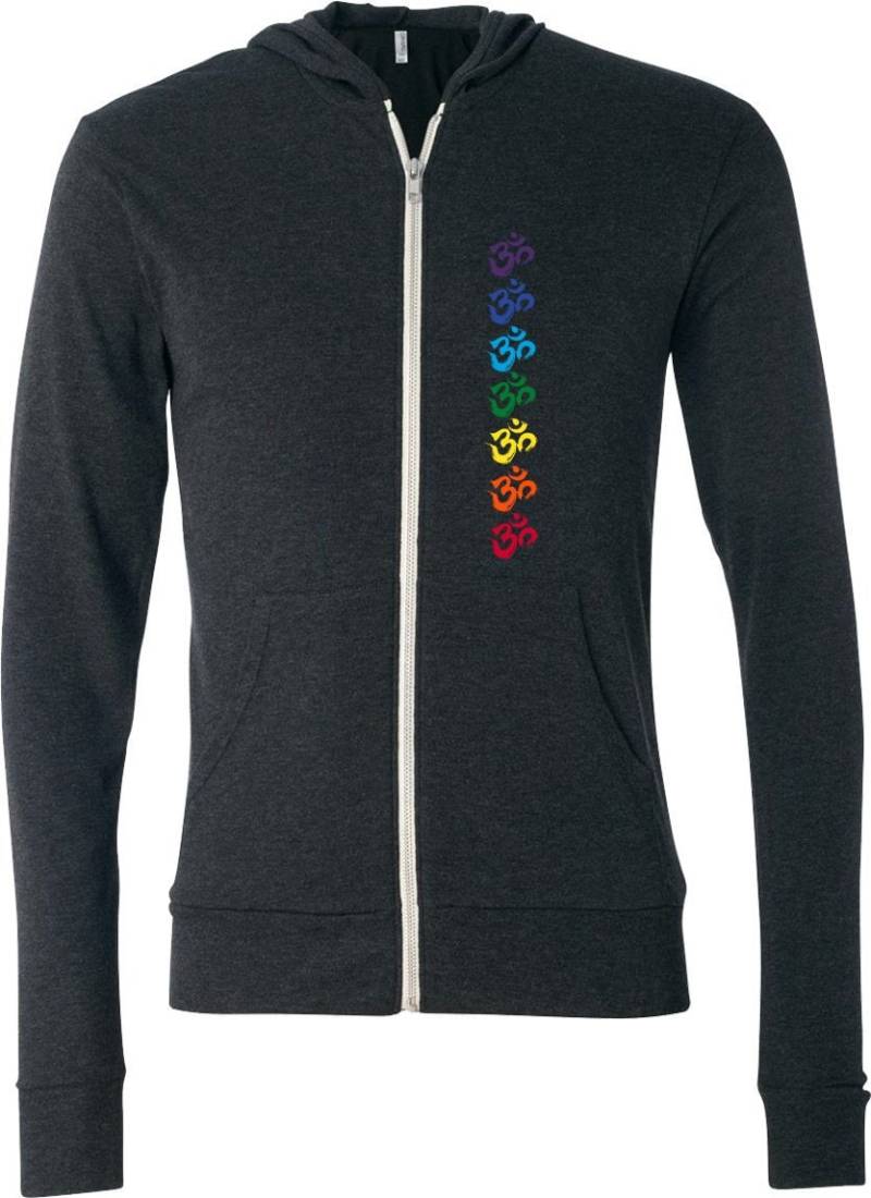 Chakra Oms Erwachsene Unisex Yoga Triblend Full Zip Leichter Hoodie-Chakraoms-3939 von YogaClothingForYou