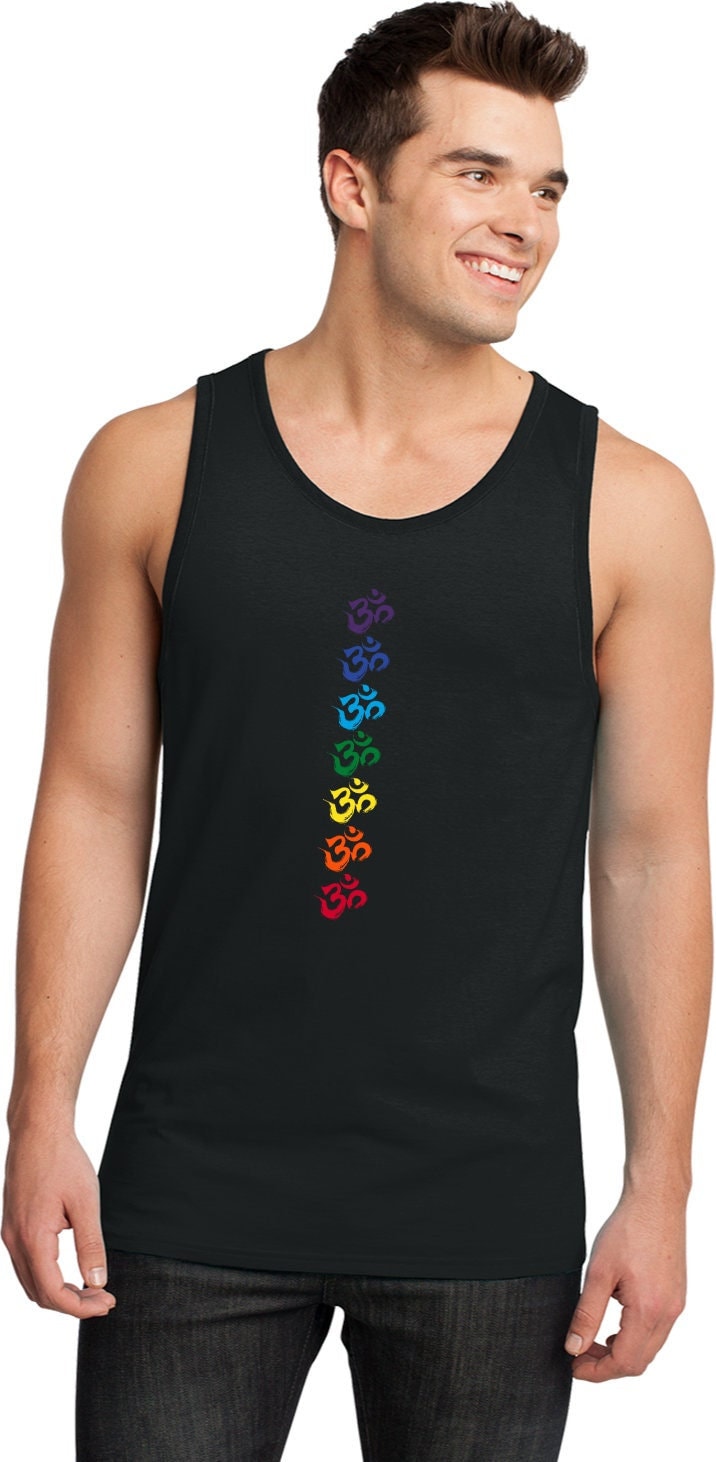 Chakra Oms Herren Yoga Baumwolle Ringer Tank Top = Chakraoms-Dt1500 von YogaClothingForYou