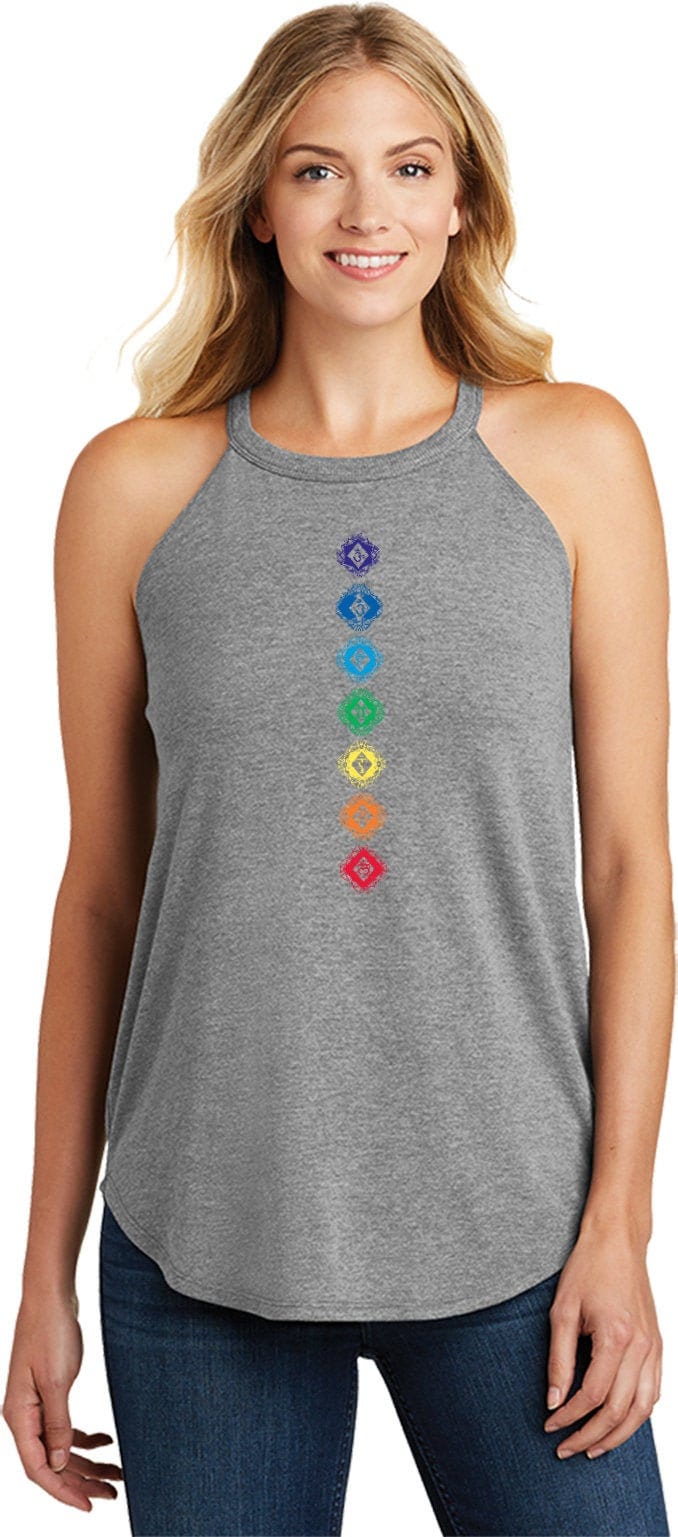 Diamant-Chakras Damen Yoga Tri Blend Rocker Tanktop = Dchakra-Dt137L von YogaClothingForYou