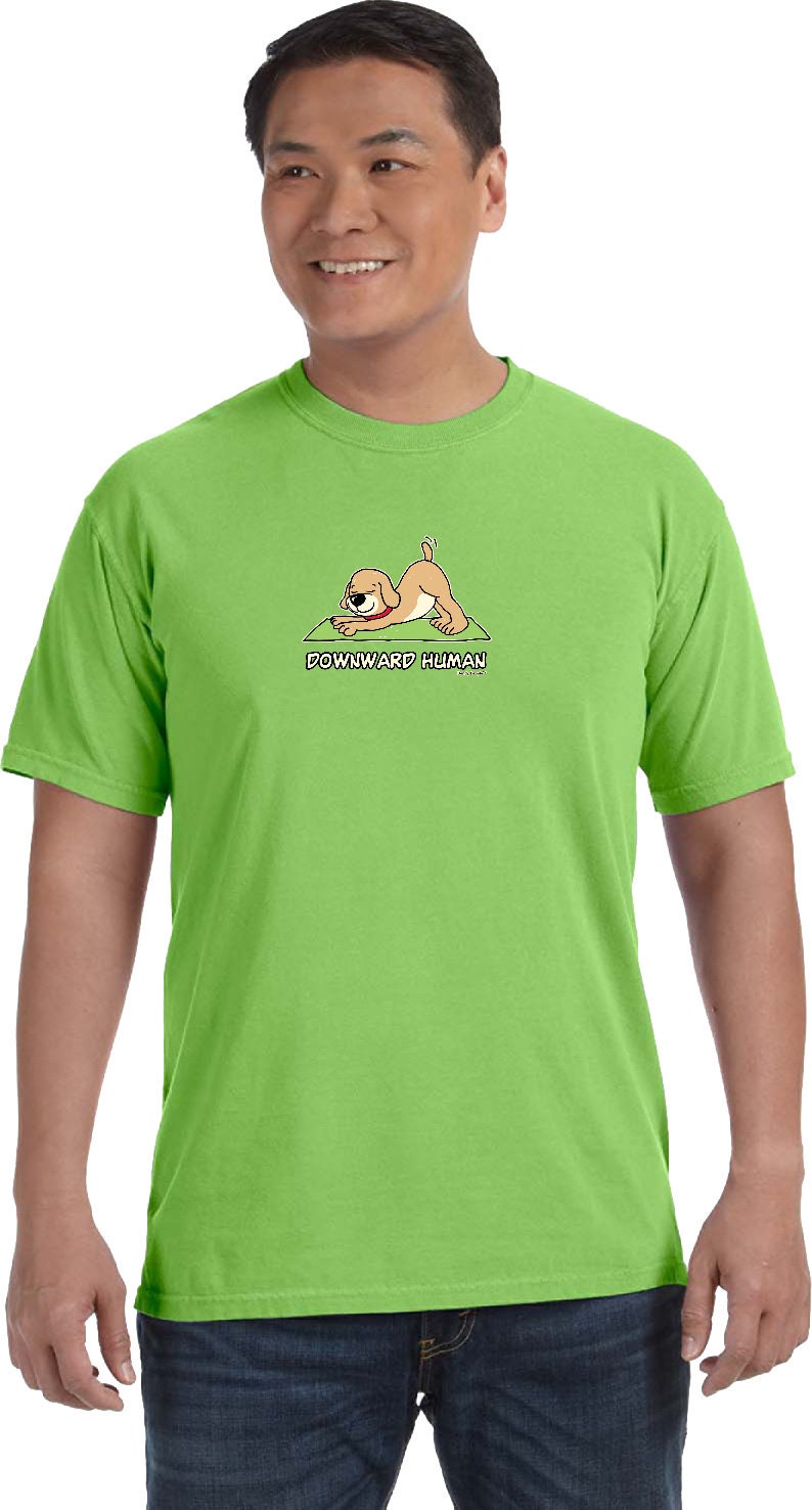Downward Human Adult Yoga Schwergewicht Pigment Gefärbt T-Shirt = Dhuman-1717 von YogaClothingForYou