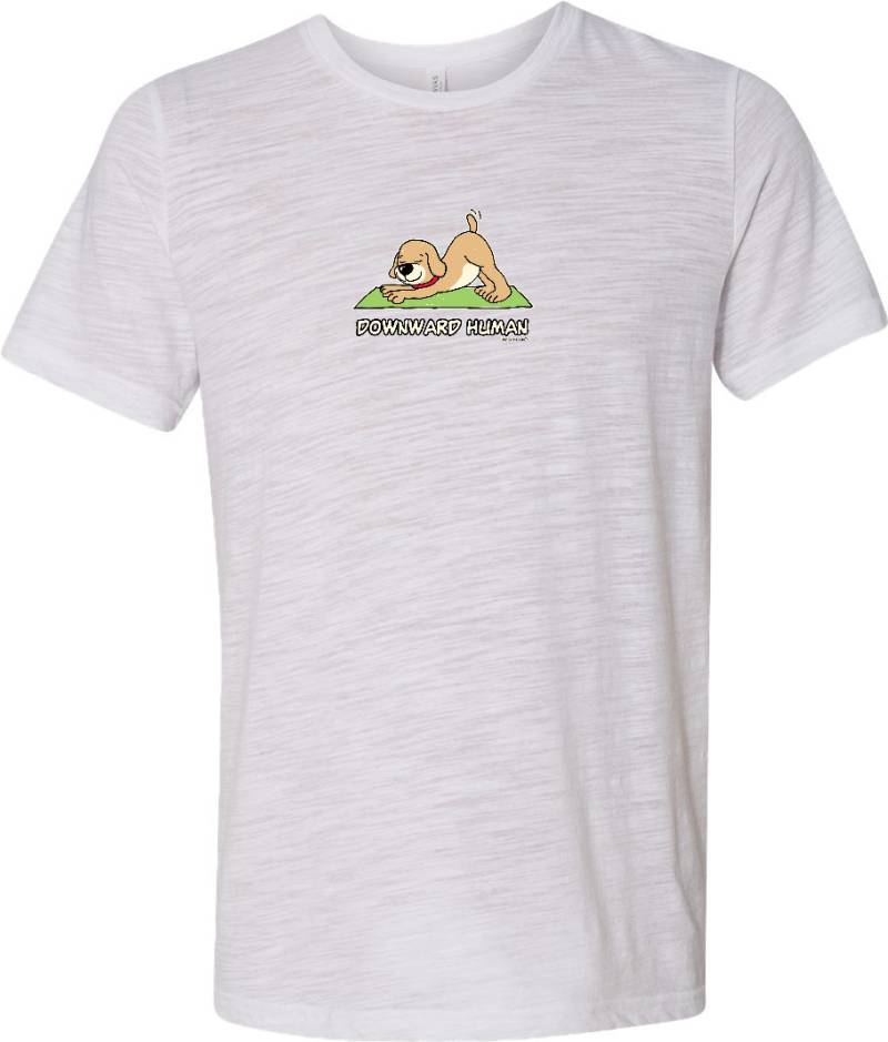 Downward Human Burnout Yoga T-Shirt = Dhuman-3650 von YogaClothingForYou