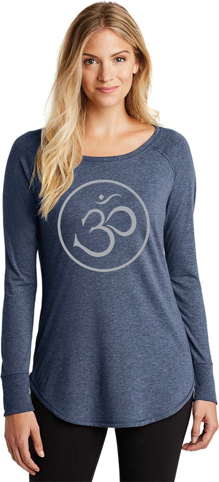 Dünne Om Damen Yoga Tri Blend Langarm = Thinom-Dt132L von YogaClothingForYou