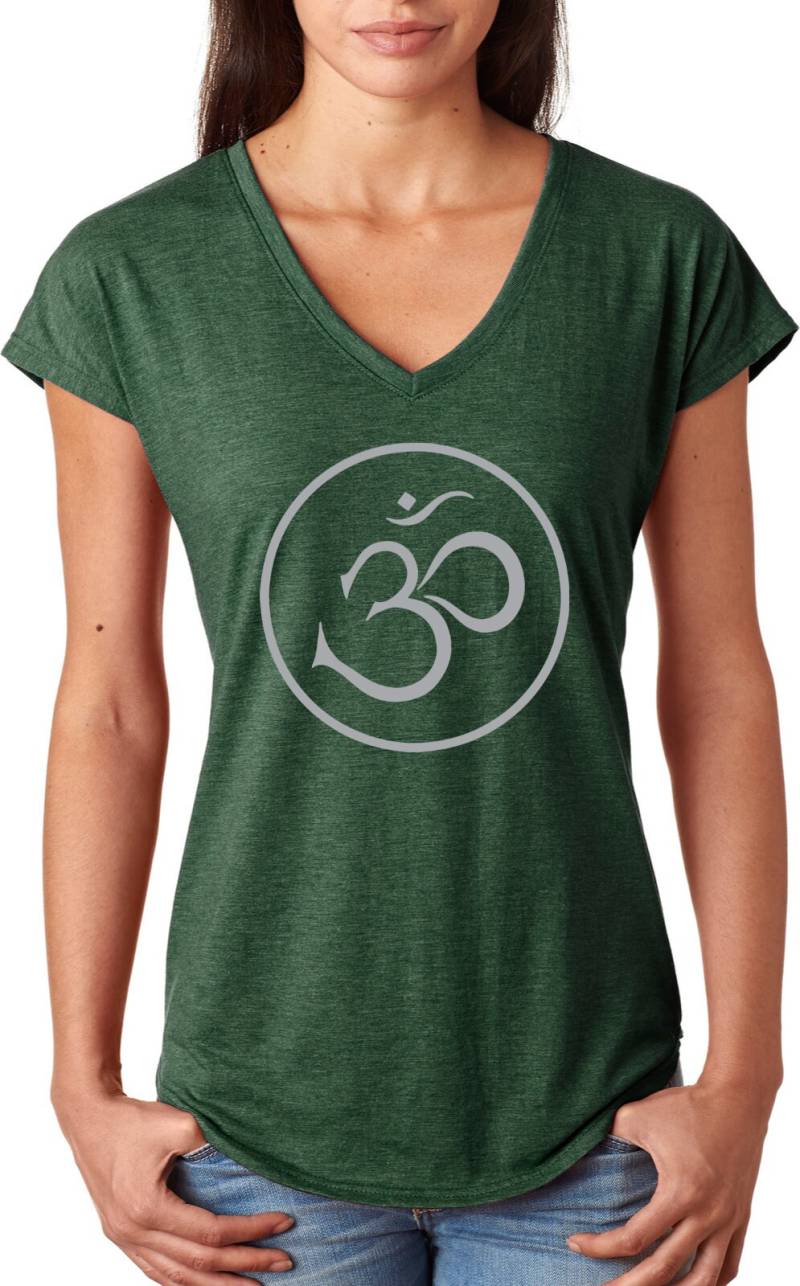 Dünne Om Damen Yoga Tri Blend V-Ausschnitt T-Shirt = Thinom-6750Vl von YogaClothingForYou