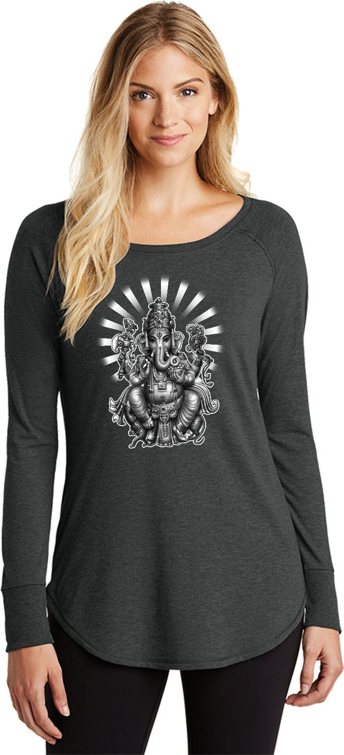 Ganesha Damen Yoga Tri Blend Langarm = Ganesha-Dt132L von YogaClothingForYou
