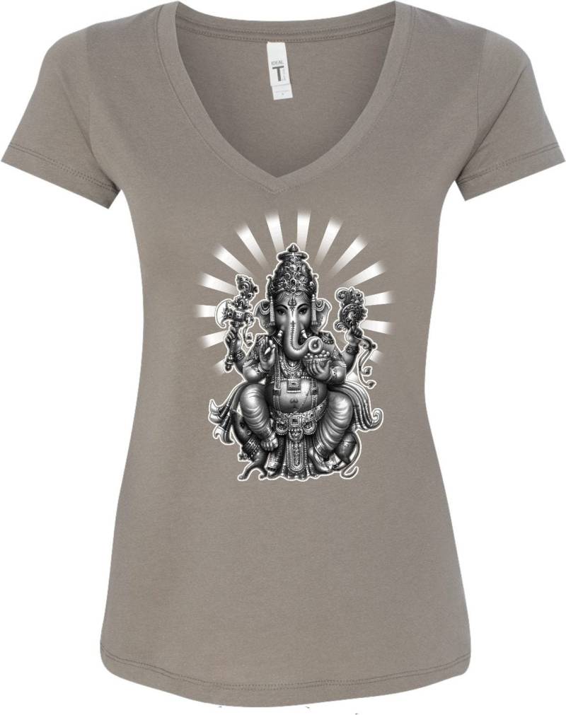 Ganesha Damen Yoga V-Ausschnitt T-Shirt = Ganesha-N1540 von YogaClothingForYou