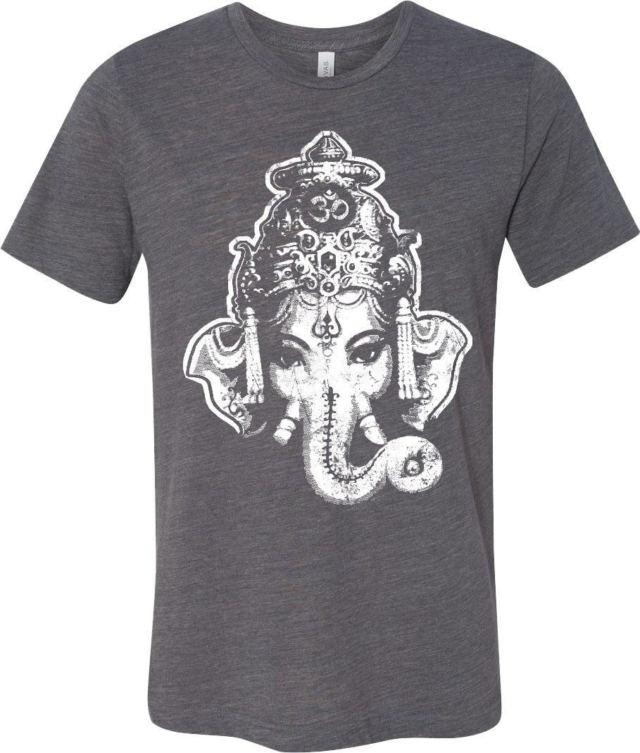 Ganesha Head Männer Yoga Burnout T-Shirt = Bigganesha-3650 von YogaClothingForYou