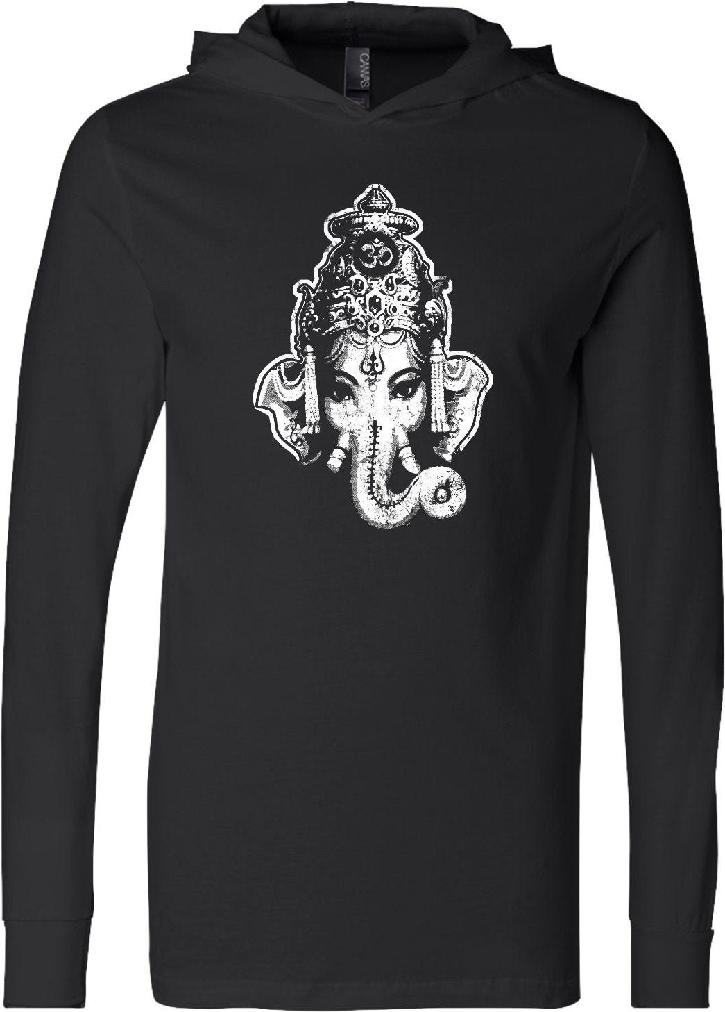 Ganesha Kopf Yoga Leichte Hoodie T-Shirt - Ganeshahead-3512 von YogaClothingForYou