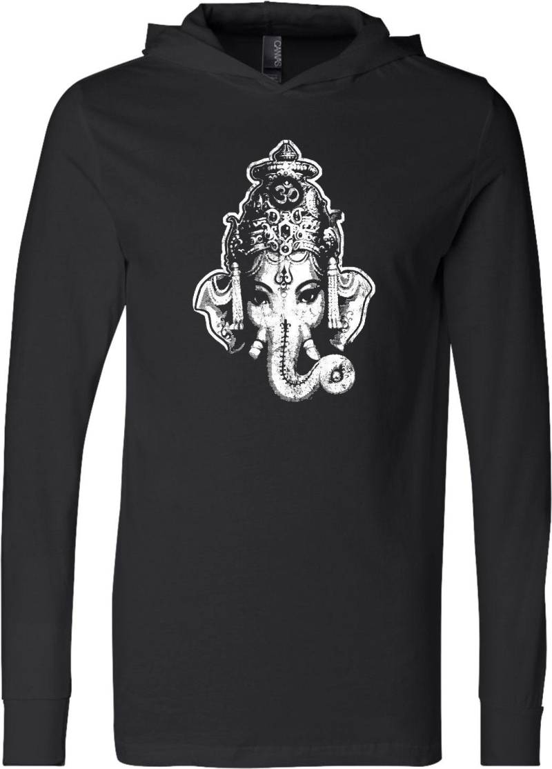 Ganesha Kopf Yoga Leichte Hoodie T-Shirt - Ganeshahead-3512 von YogaClothingForYou