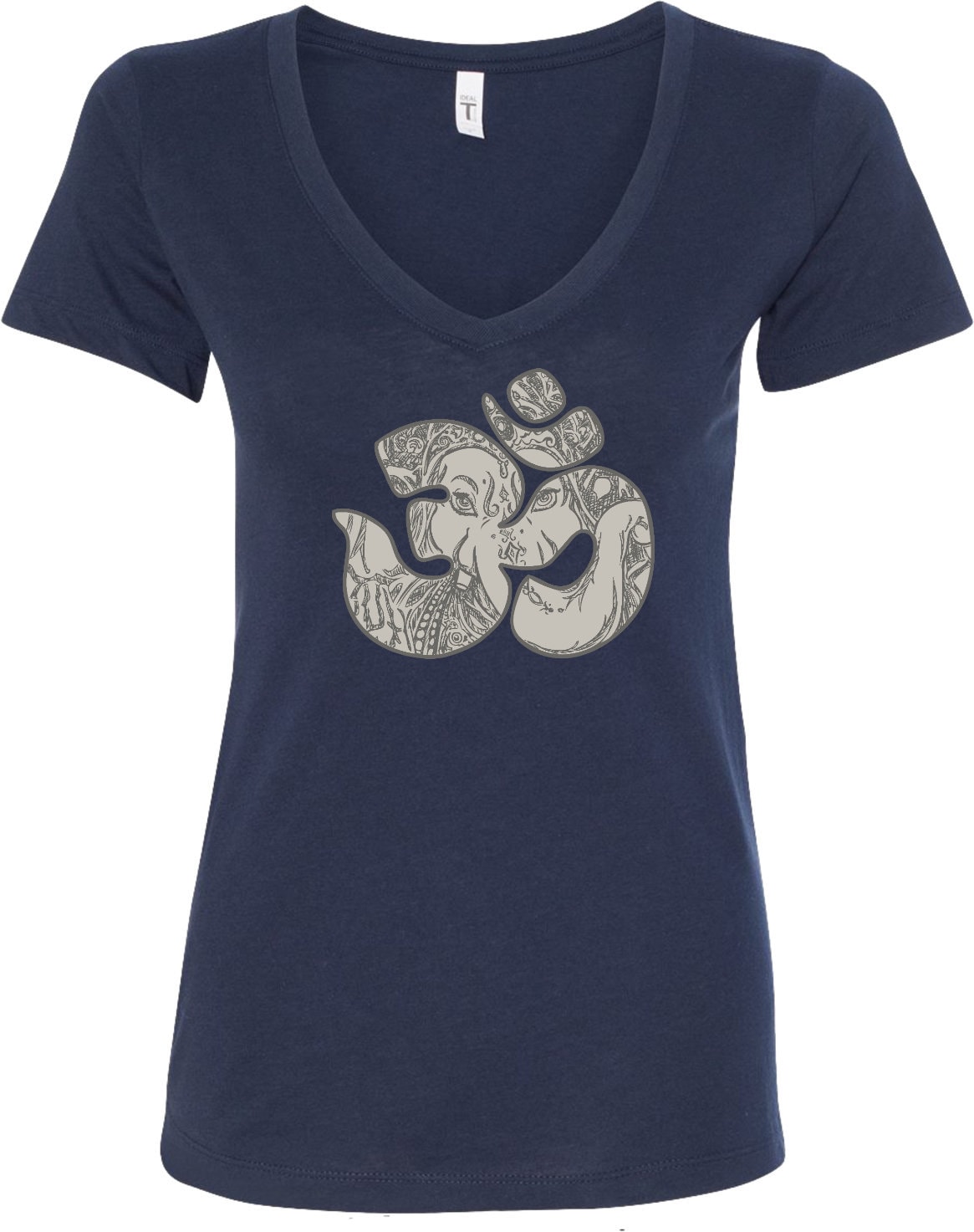 Ganesha Om Damen Yoga V-Ausschnitt T-Shirt = Ganeshaom-N1540 von YogaClothingForYou