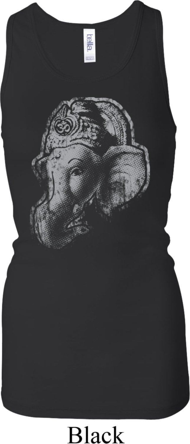Ganesha Profil Damen Yoga Längere Länge Racerback Tanktop = 8770-Profile von YogaClothingForYou