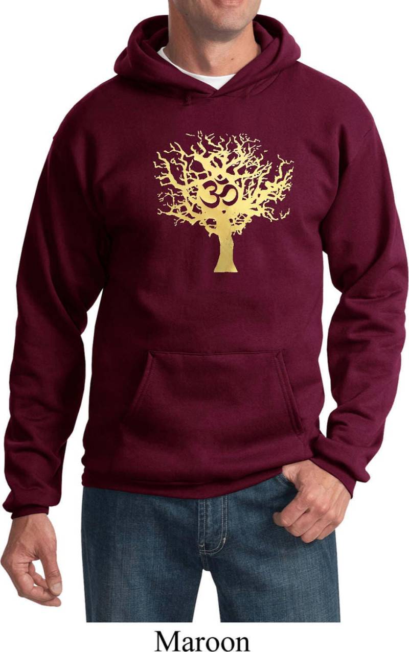 Gold Foil Tree Of Life Yoga Hoodie-Pc90H-Goldtree von YogaClothingForYou