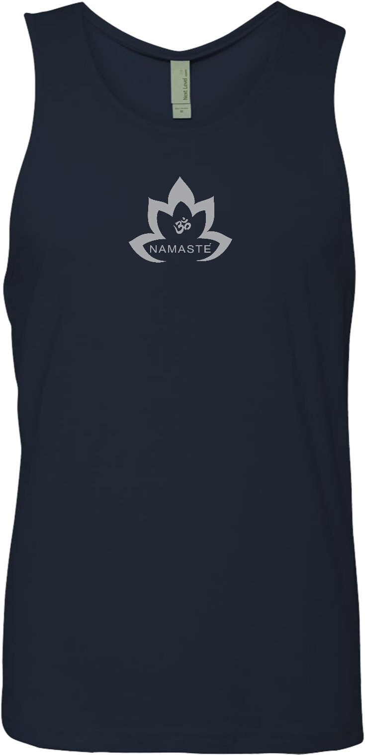 Grau Namaste Lotus Herren Yoga Baumwolle Tank Top = Greynam-3633 von YogaClothingForYou