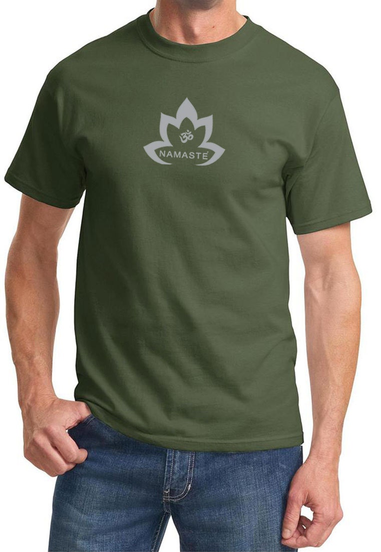 Grau Namaste Lotus Yoga T-Shirt = Pc61-Gnlotus von YogaClothingForYou