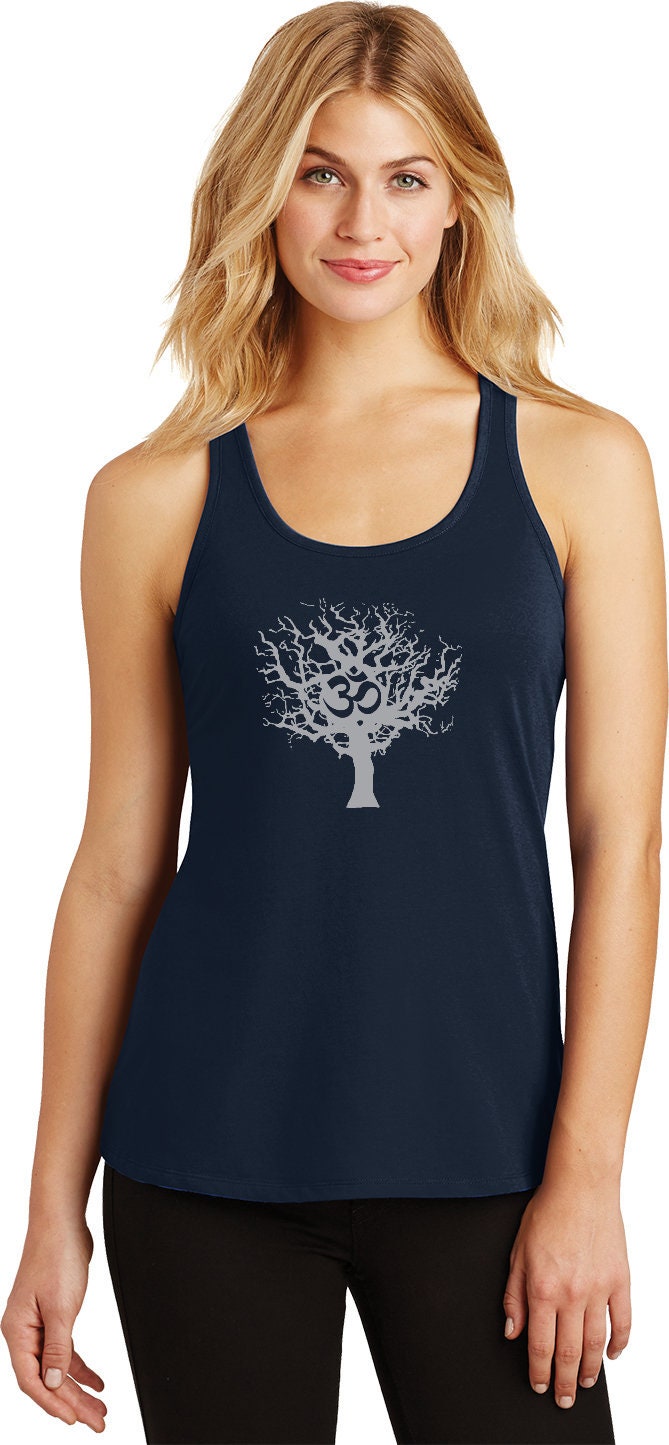 Graue Baum Des Lebens Damen Yoga Fester Gesammelt Racerback Tank-Top = Greytree-Dm420 von YogaClothingForYou