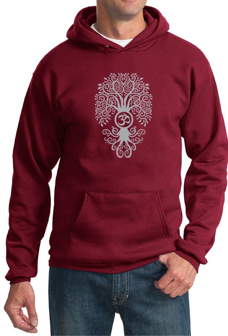 Graue Bodhi Tree Yoga Hoodie-Pc90H-Gbodhi von YogaClothingForYou